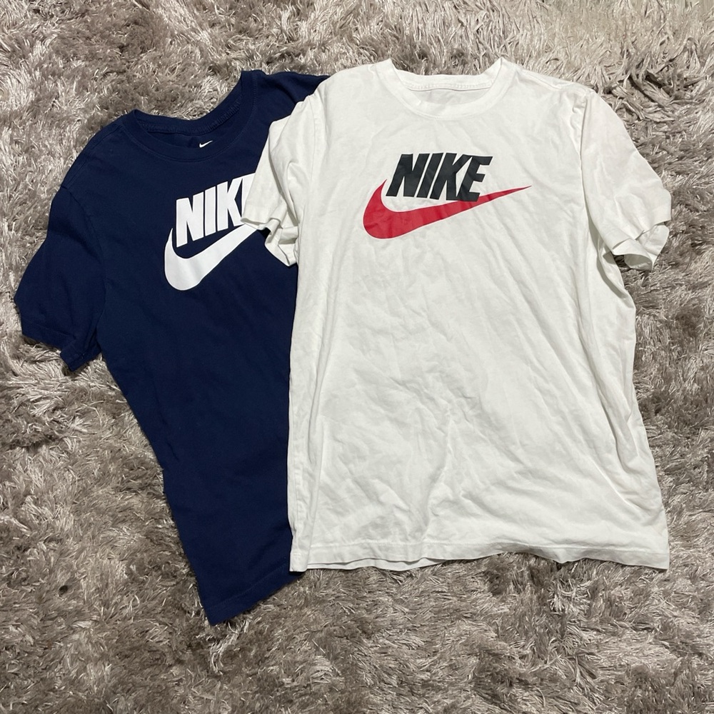 Sold together Nike Blue and White Short Sleeve Tees Iconic Design